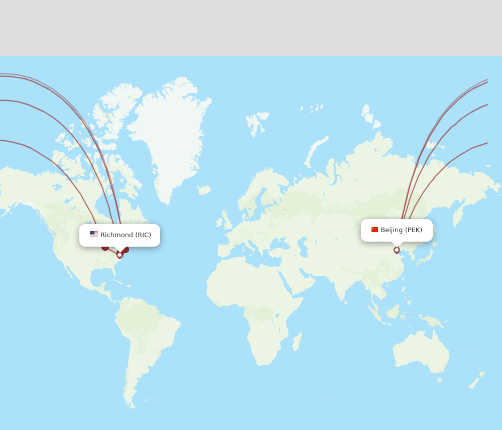 RIC-PEK flight routes