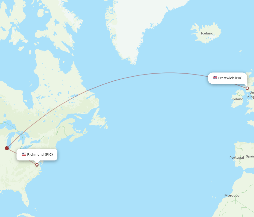 RIC-PIK flight routes