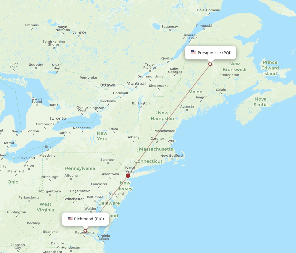 PQI to RIC flights and routes map