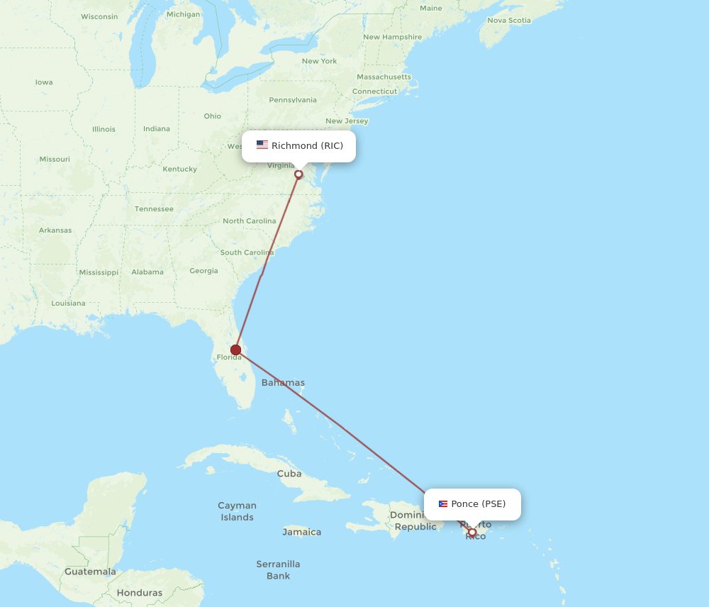 RIC-PSE flight routes