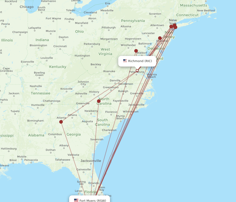 RIC-RSW flight routes