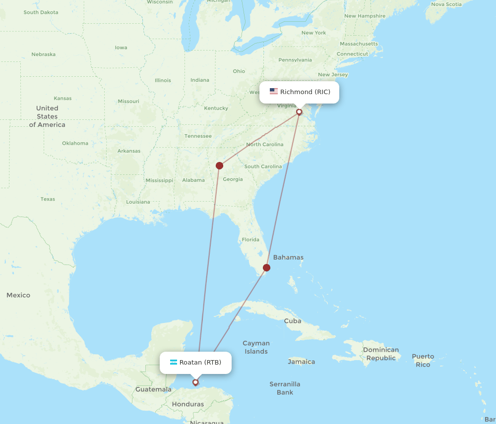 RIC-RTB flight routes