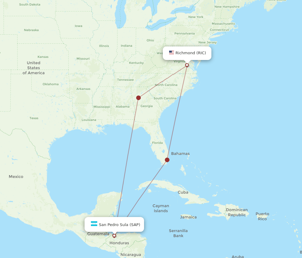 RIC-SAP flight routes
