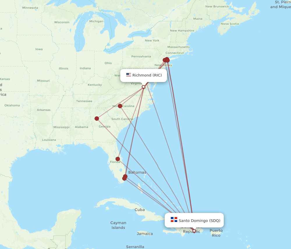 RIC-SDQ flight routes