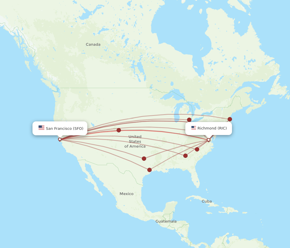 RIC-SFO flight routes