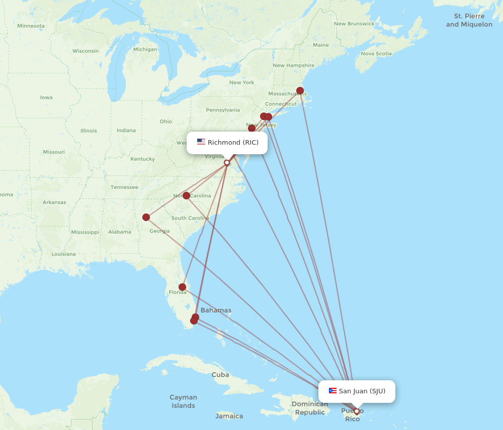 RIC-SJU flight routes
