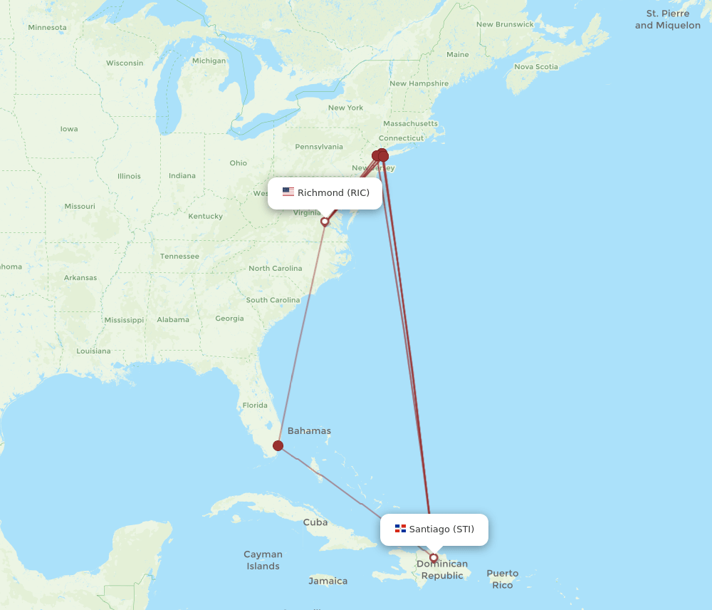 RIC-STI flight routes