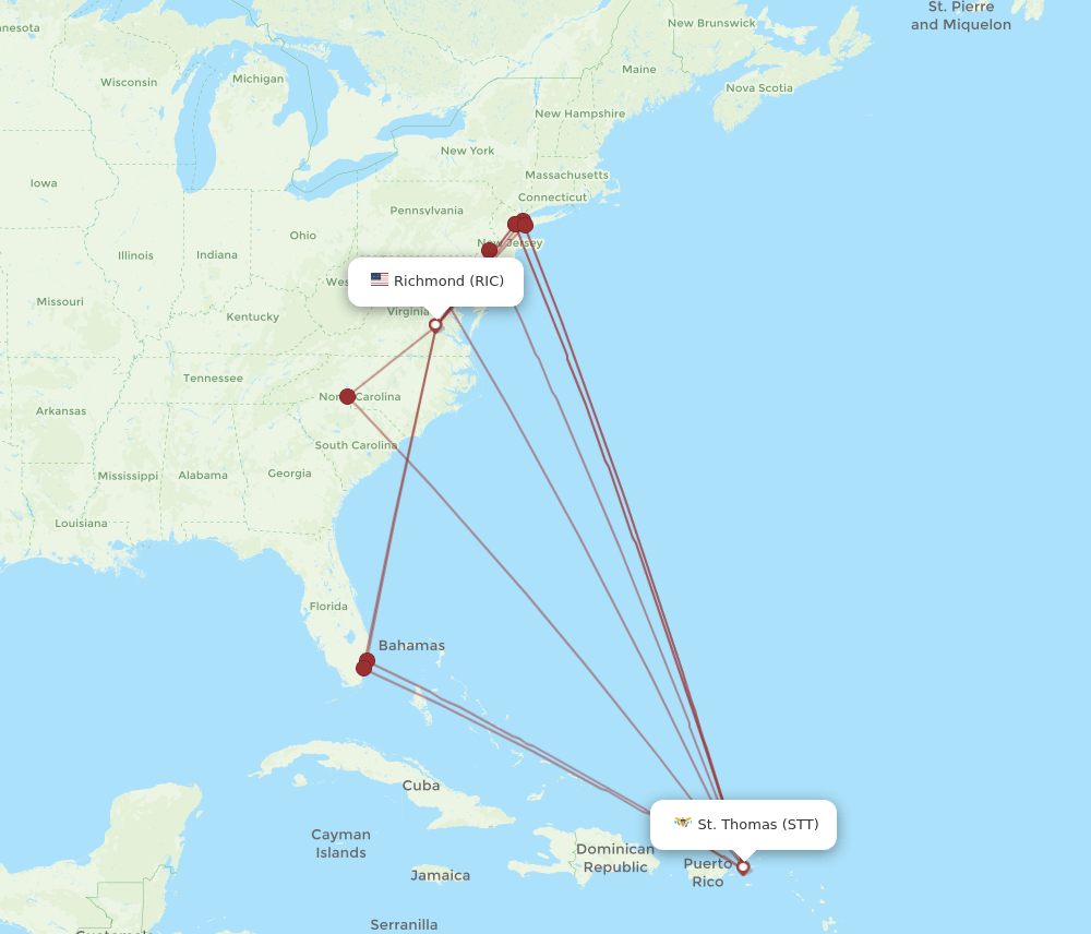 RIC-STT flight routes