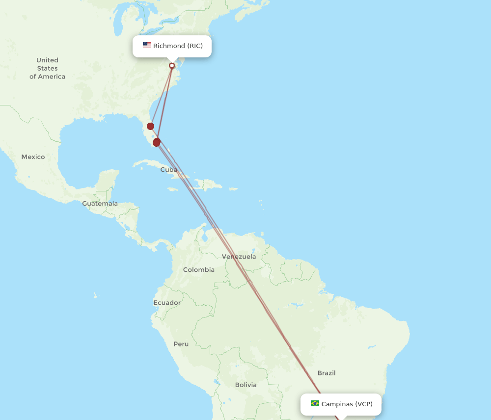 RIC to VCP flights and routes map