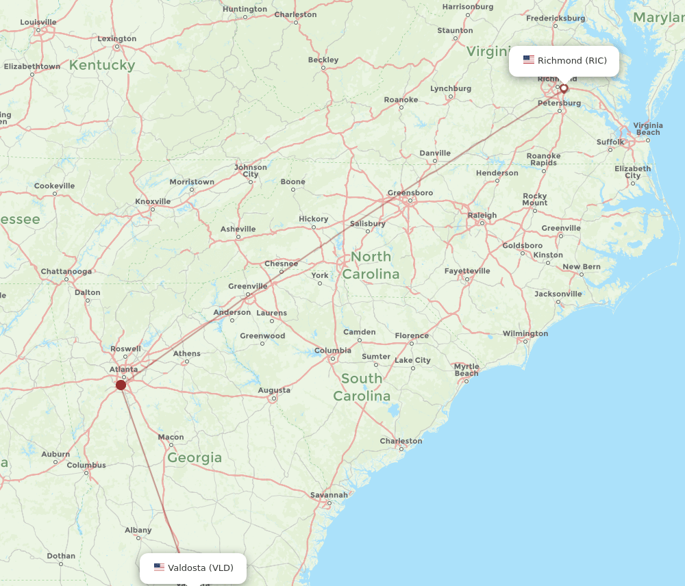 RIC-VLD flight routes