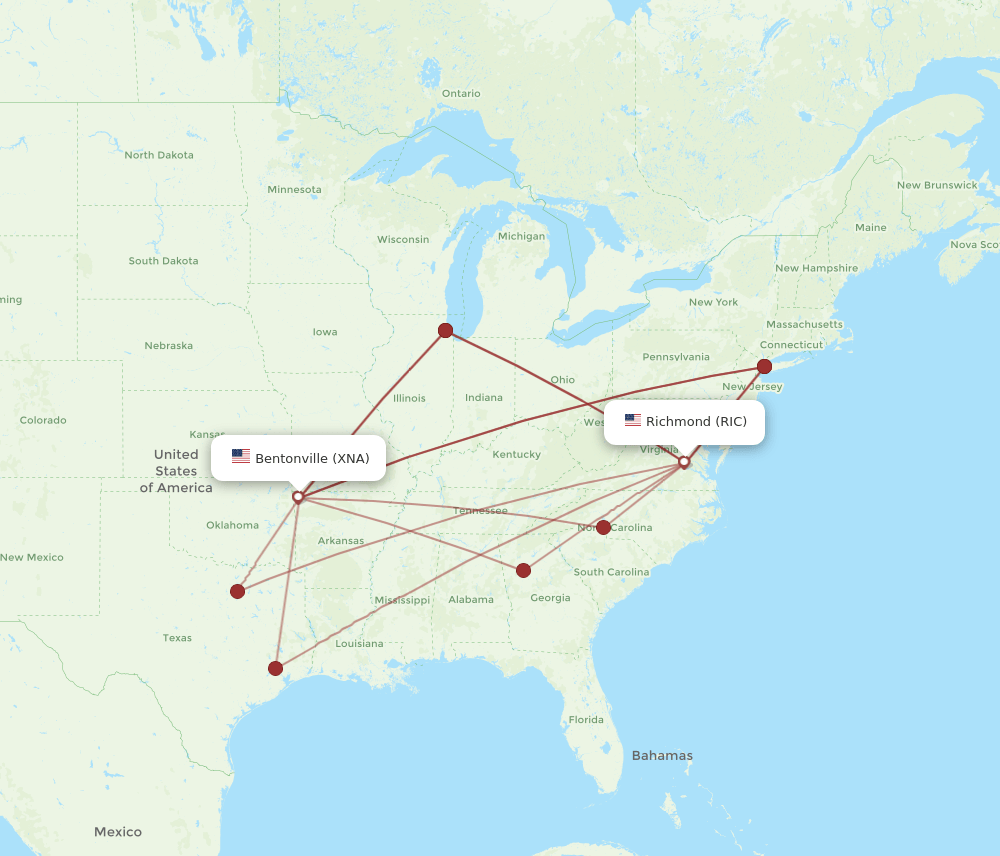 RIC to XNA flights and routes map