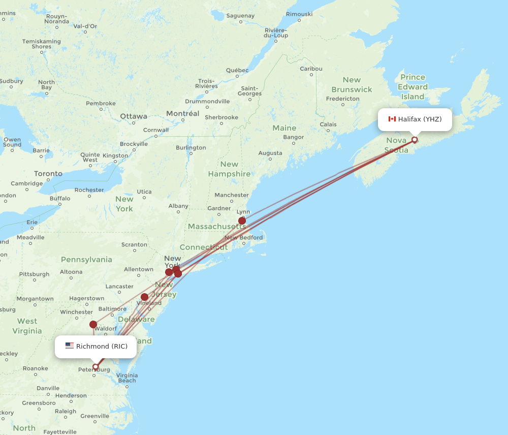 RIC-YHZ flight routes