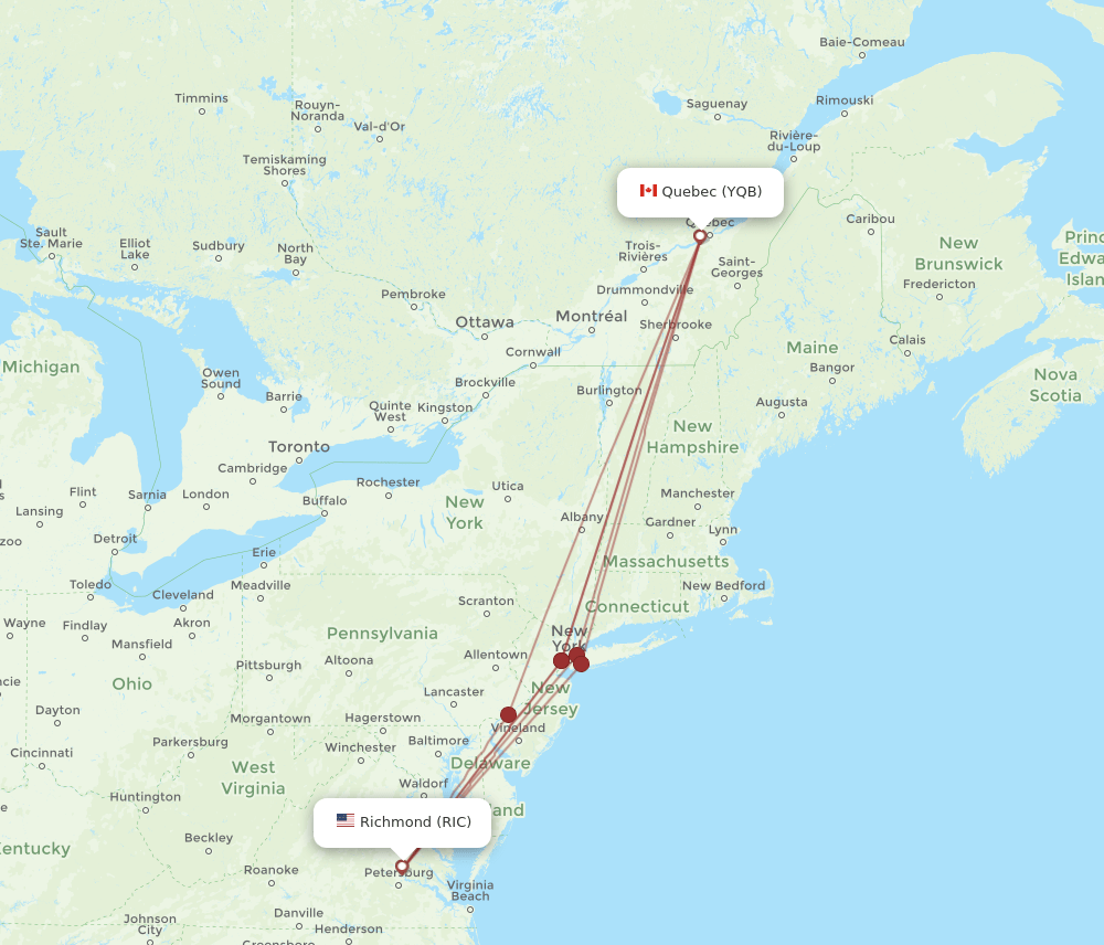 RIC-YQB flight routes