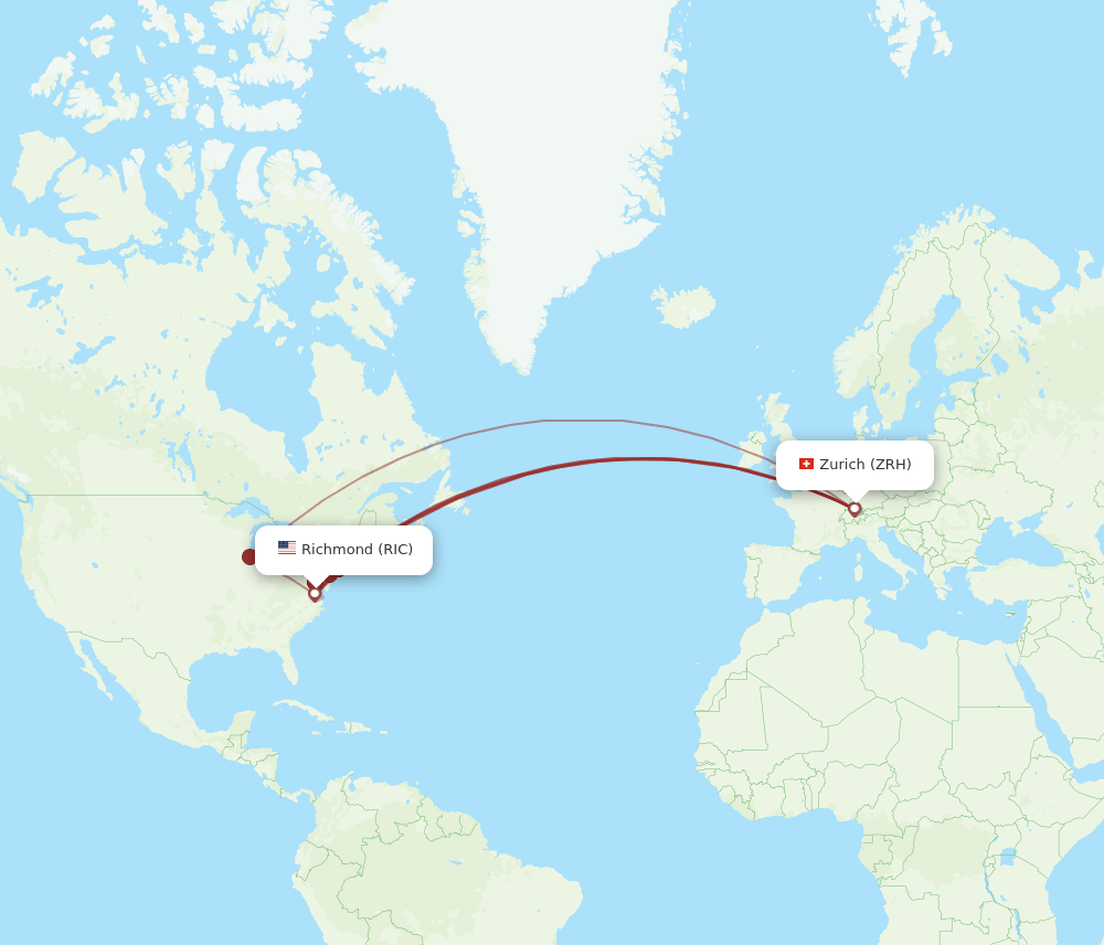 RIC-ZRH flight routes