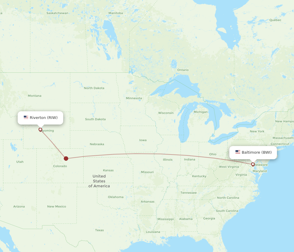 RIW-BWI flight routes