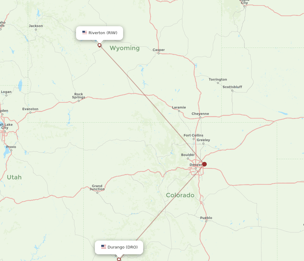 RIW-DRO flight routes