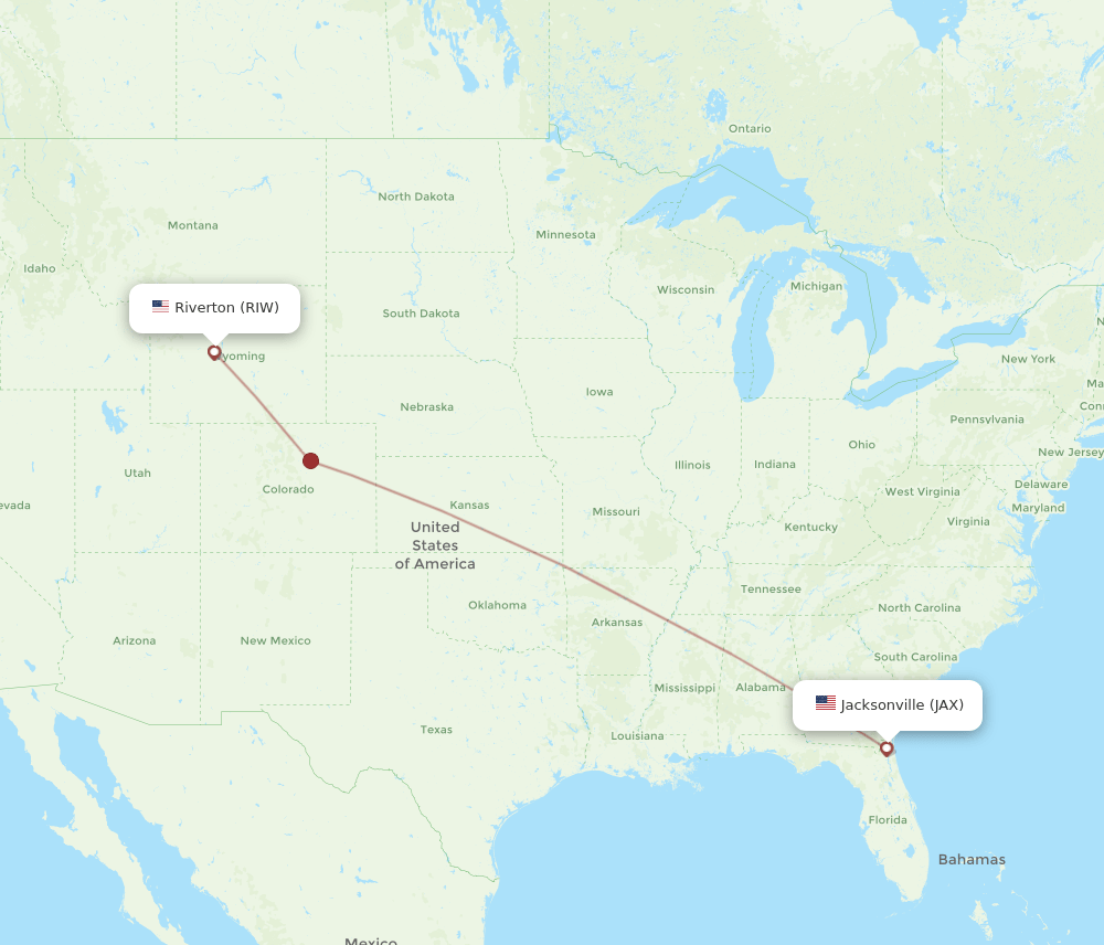 Jacksonville - Riverton route map and flight paths