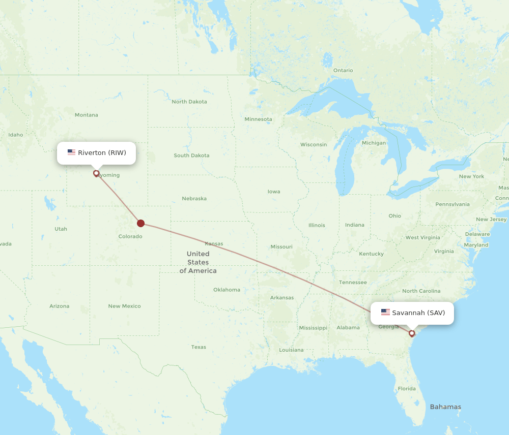 RIW-SAV flight routes