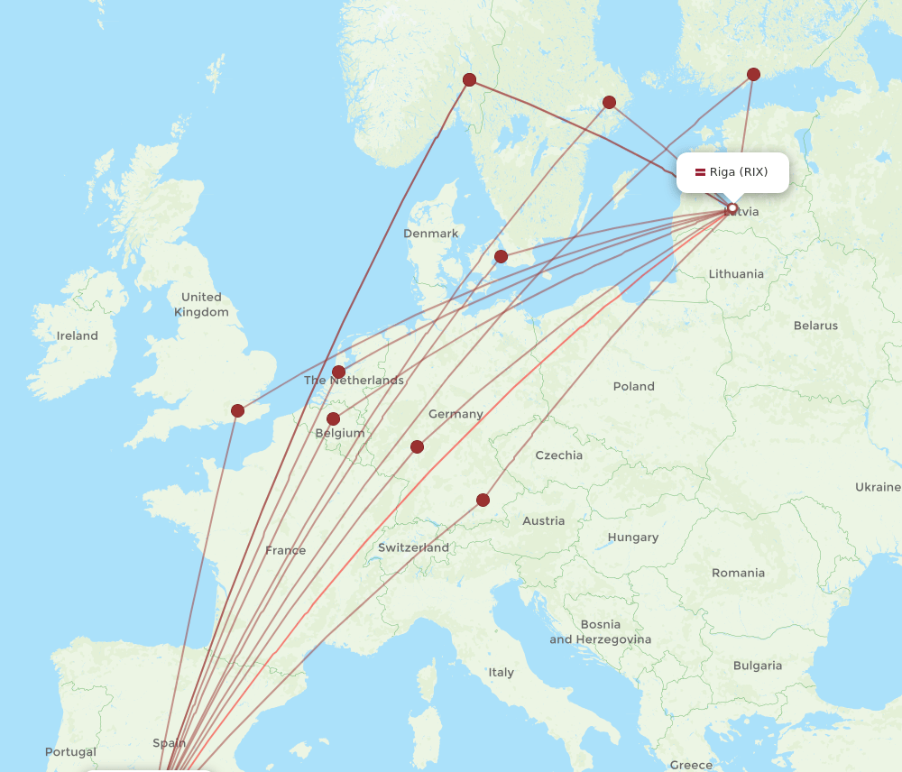 RIX-AGP flight routes