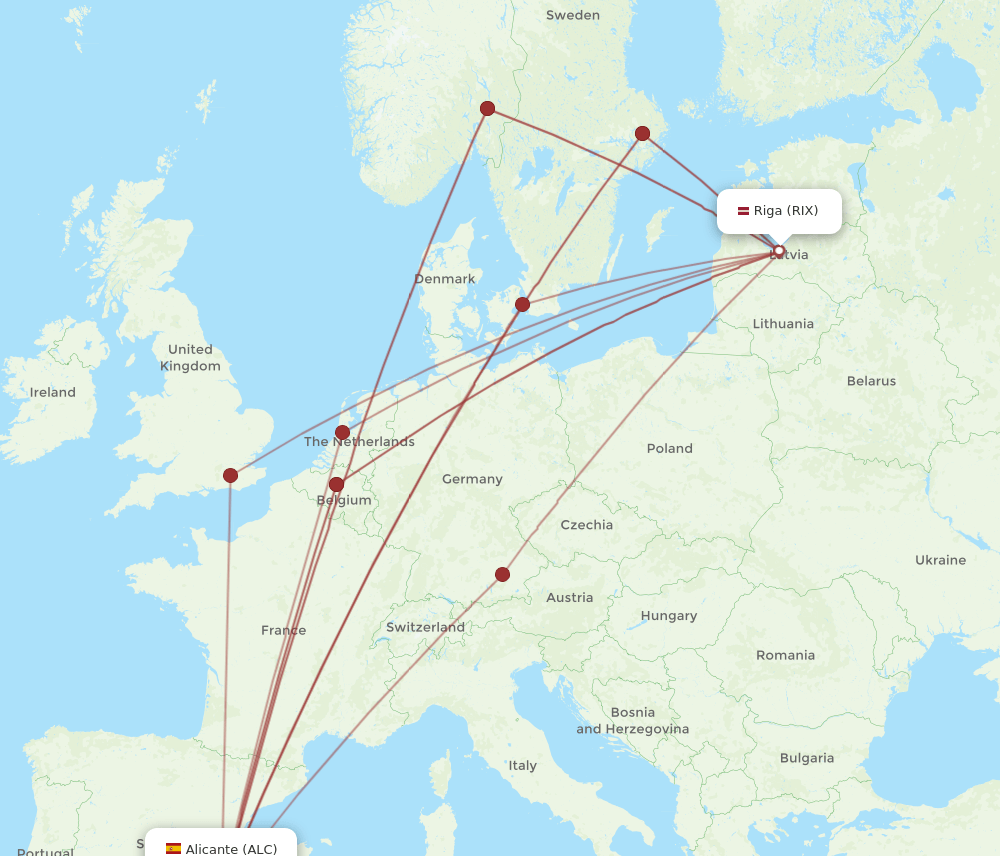 RIX-ALC flight routes
