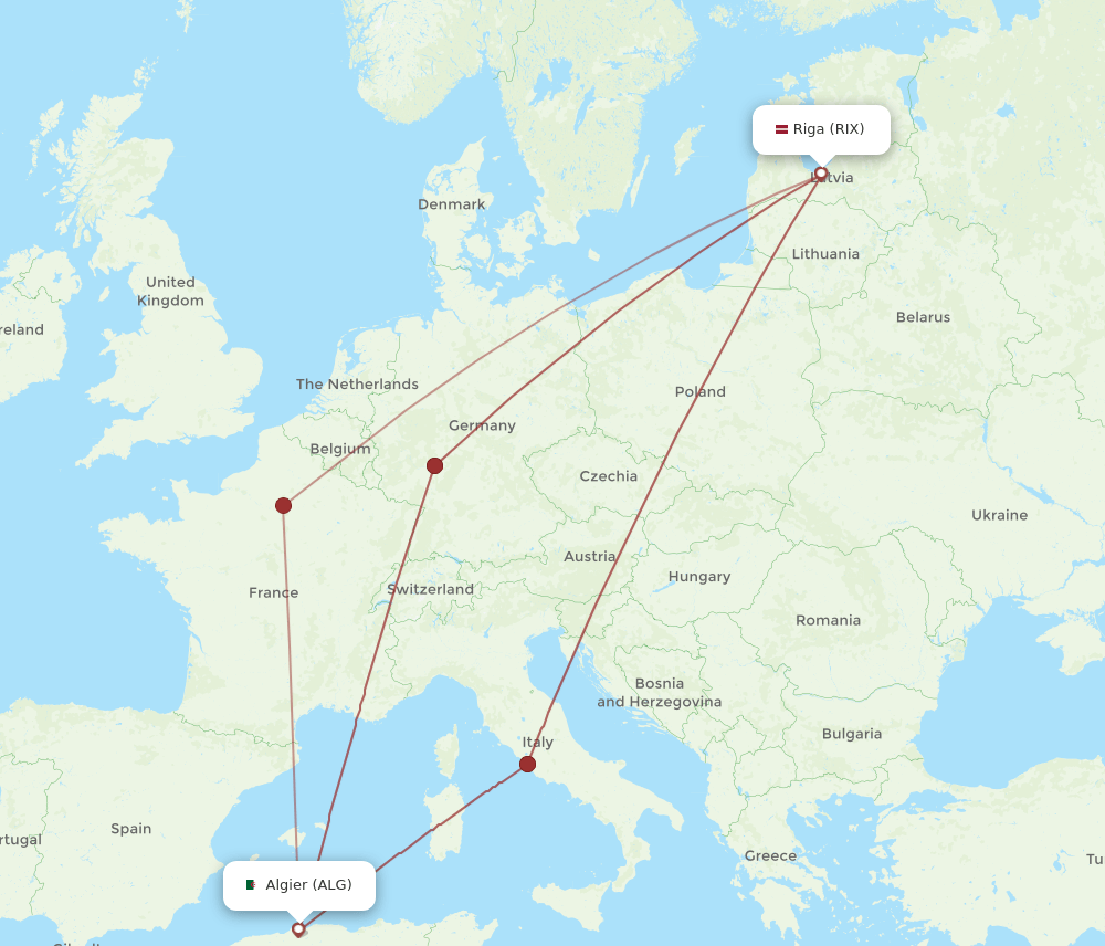 RIX-ALG flight routes