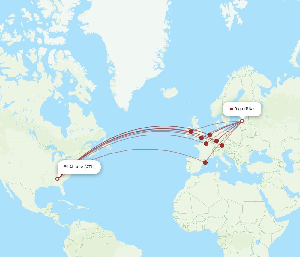 RIX-ATL flight routes