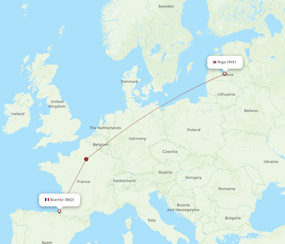 RIX to BIQ flights and routes map