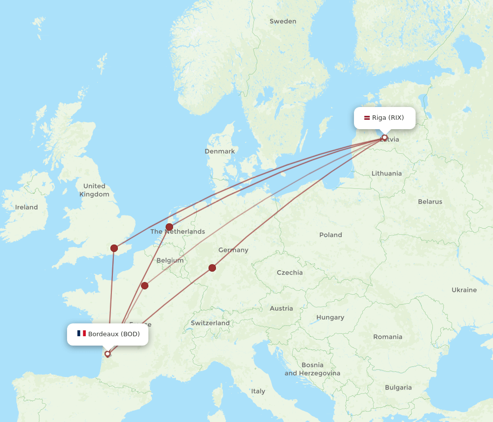 RIX-BOD flight routes