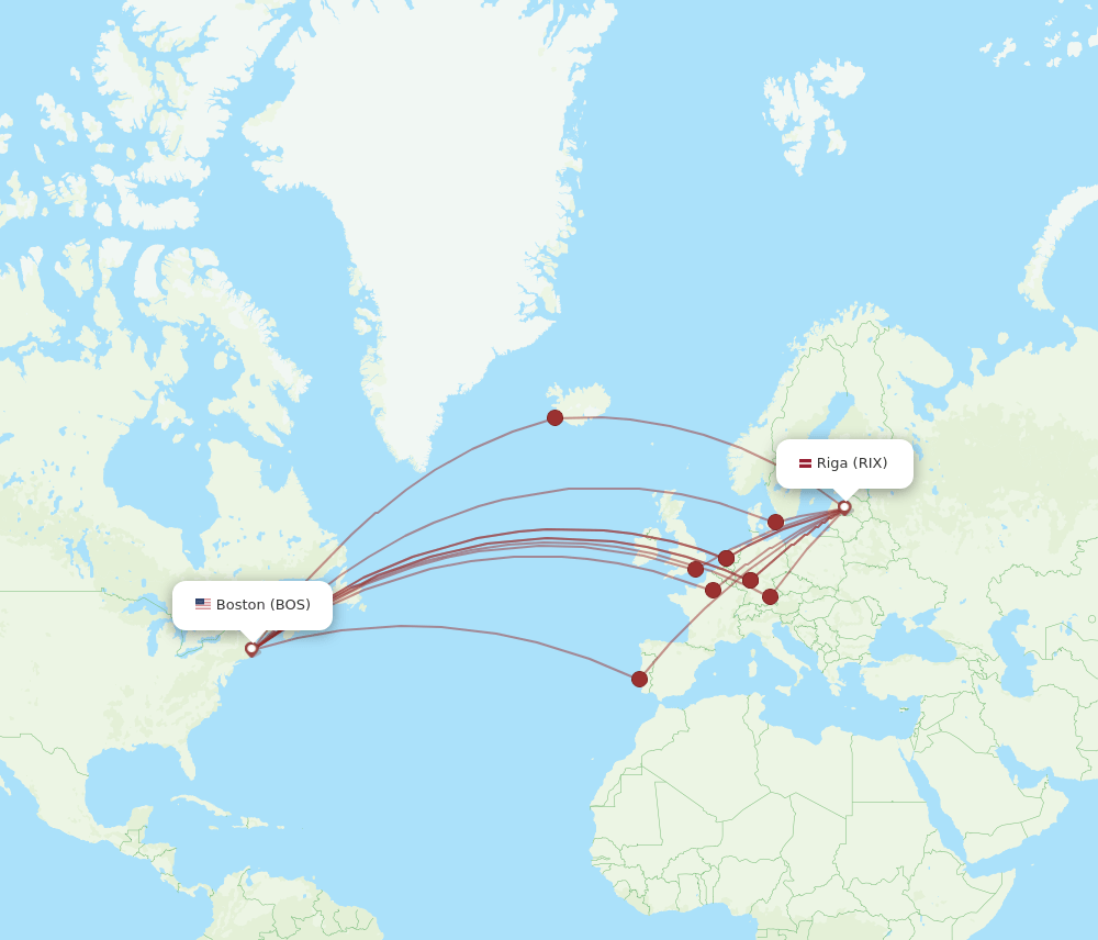 RIX-BOS flight routes
