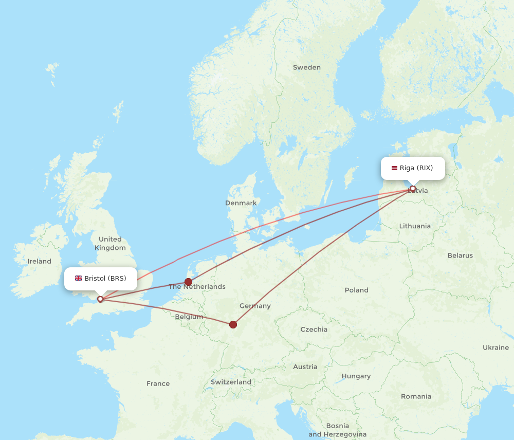RIX to BRS flights and routes map