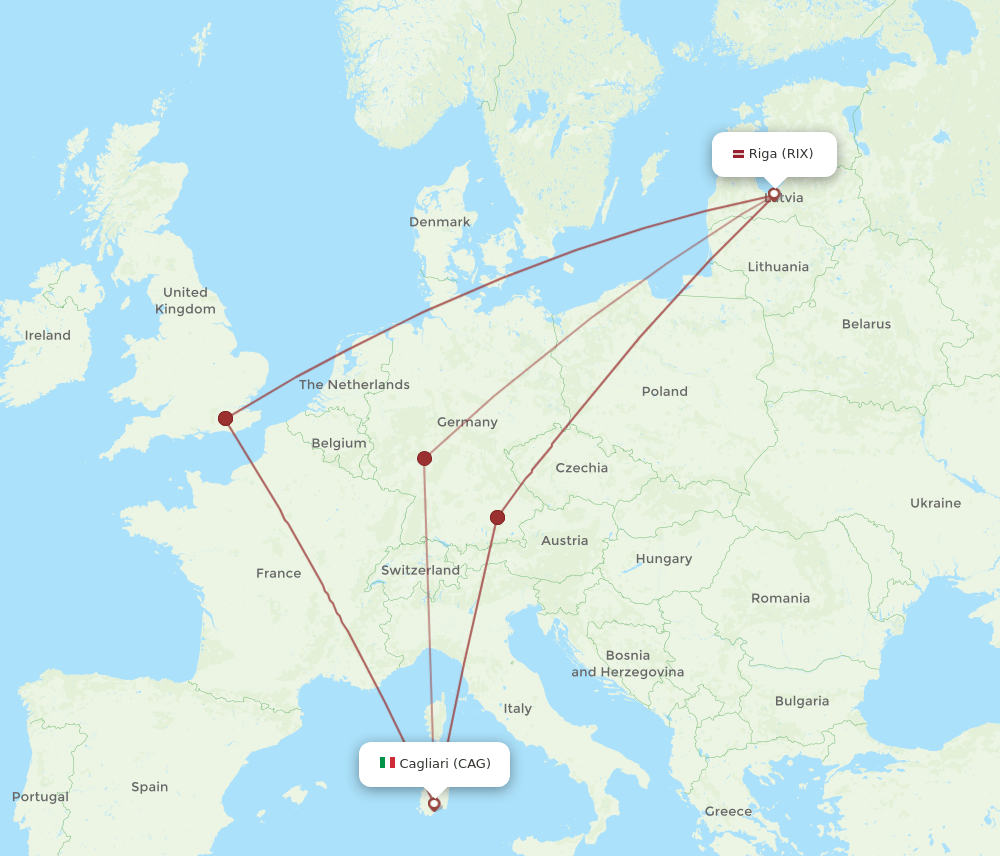 RIX-CAG flight routes