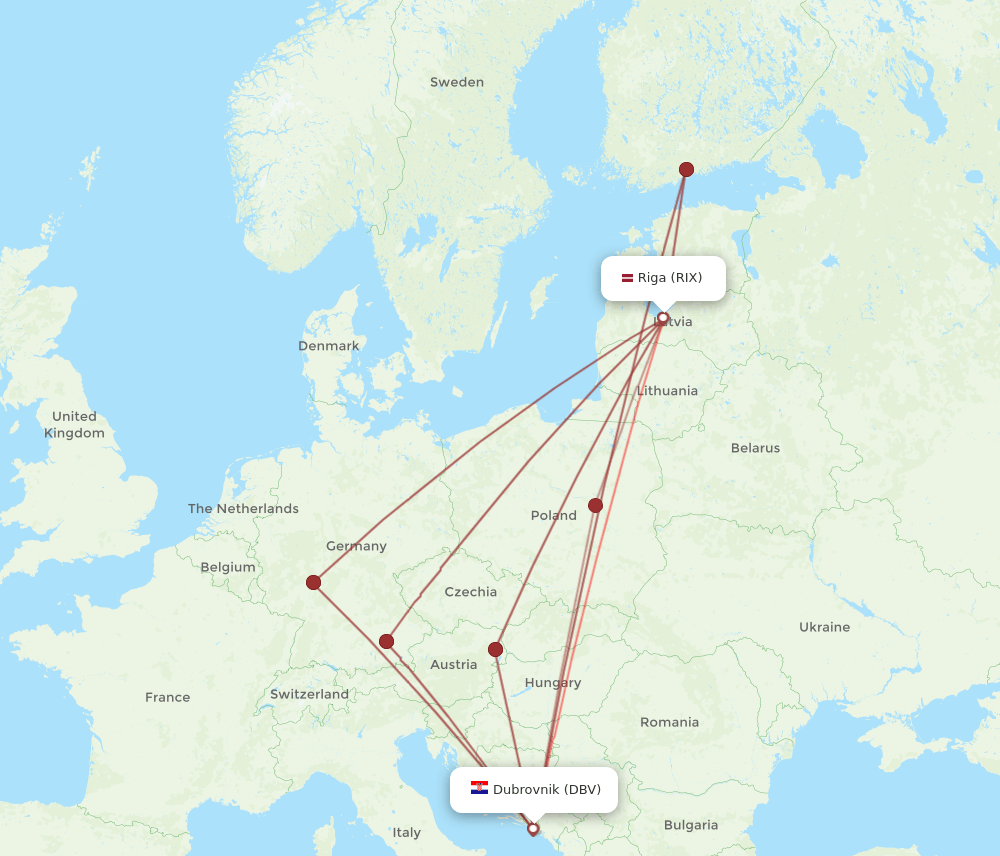 RIX-DBV flight routes