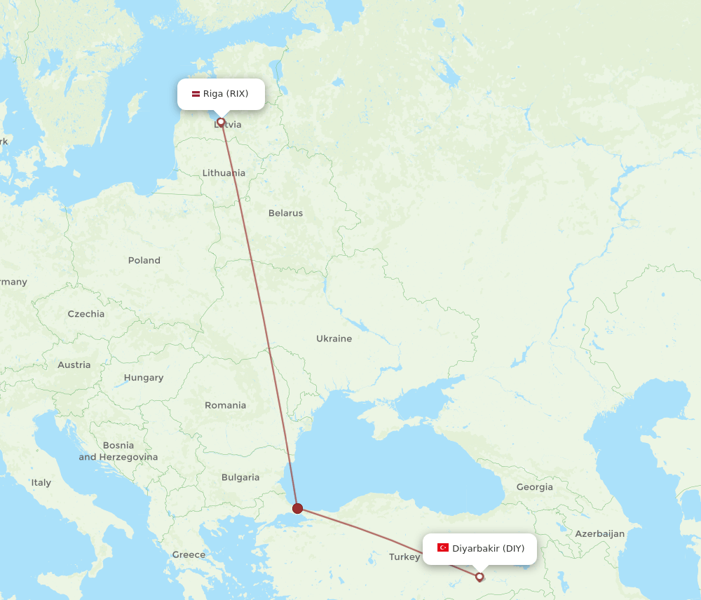 RIX-DIY flight routes