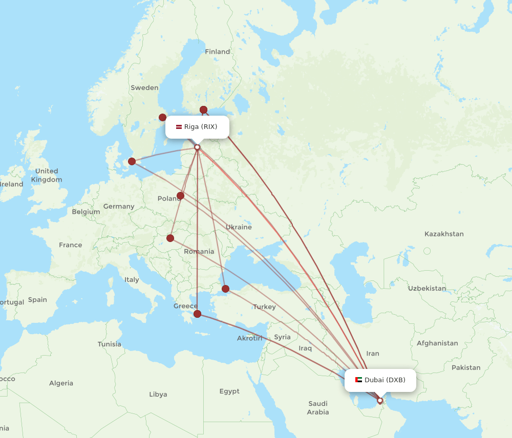 RIX-DXB flight routes