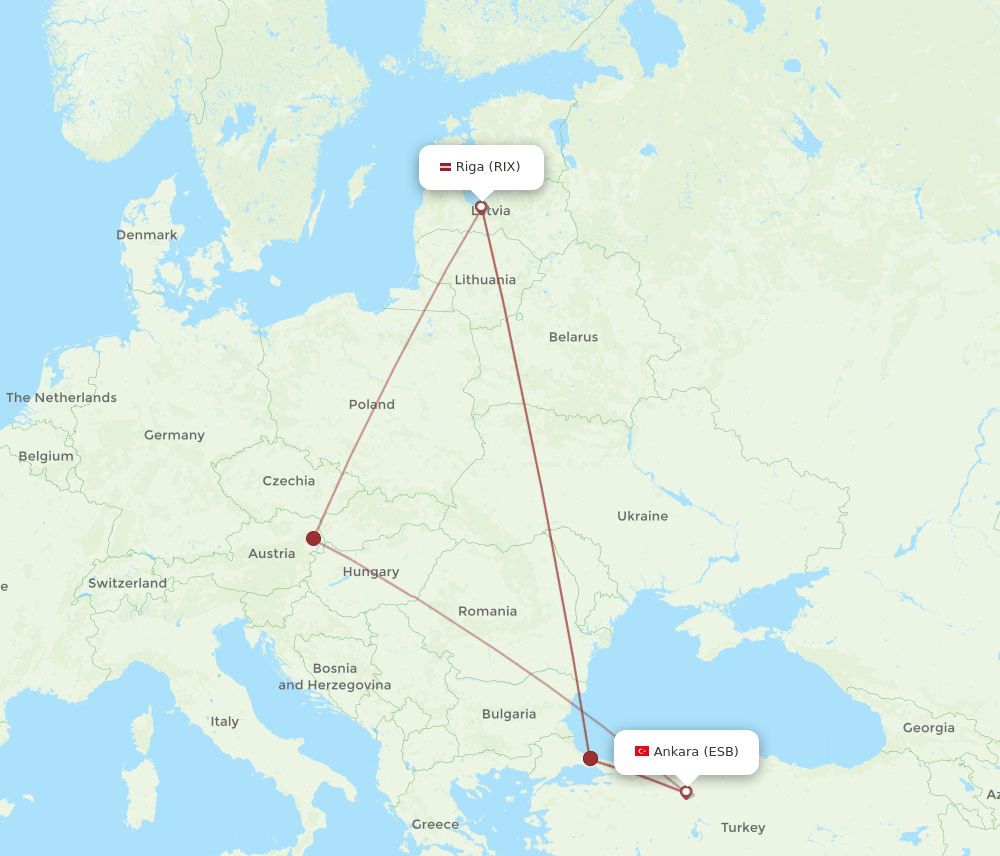 RIX-ESB flight routes