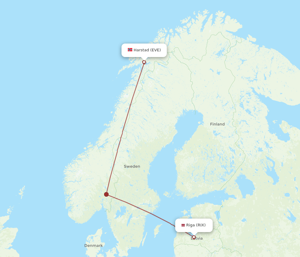 RIX to EVE flights and routes map