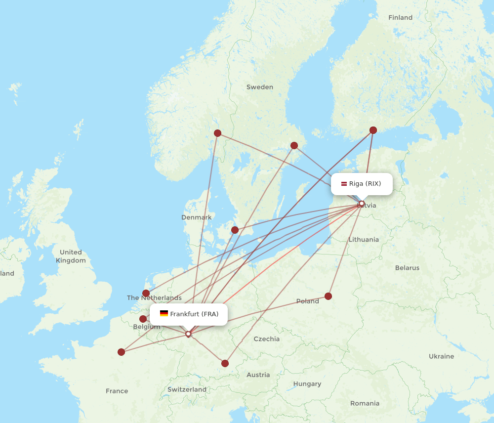 RIX to FRA flights and routes map