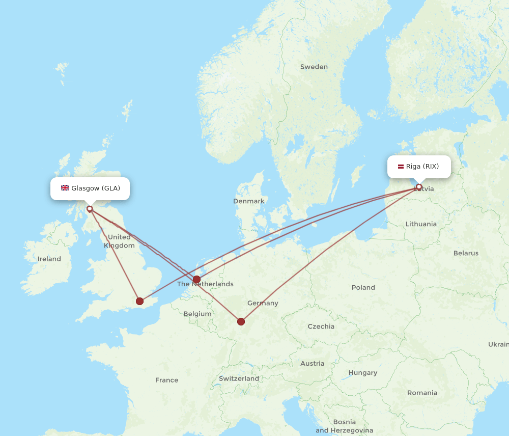 RIX-GLA flight routes