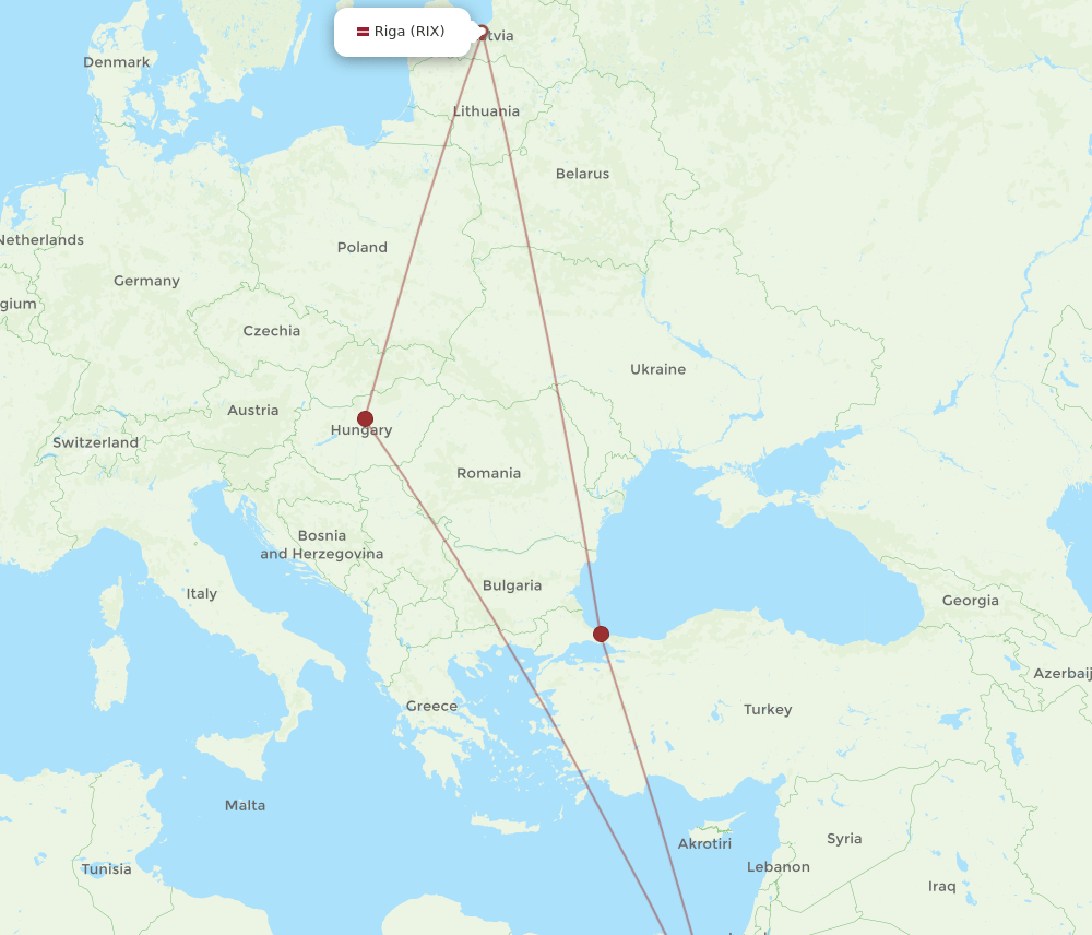 RIX to HRG flights and routes map