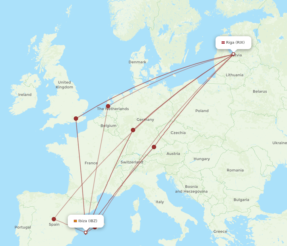 RIX-IBZ flight routes