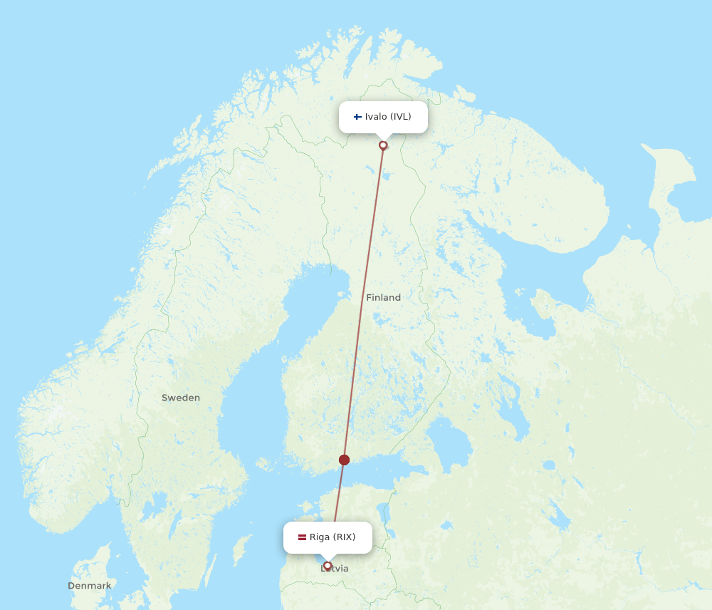 RIX to IVL flights and routes map