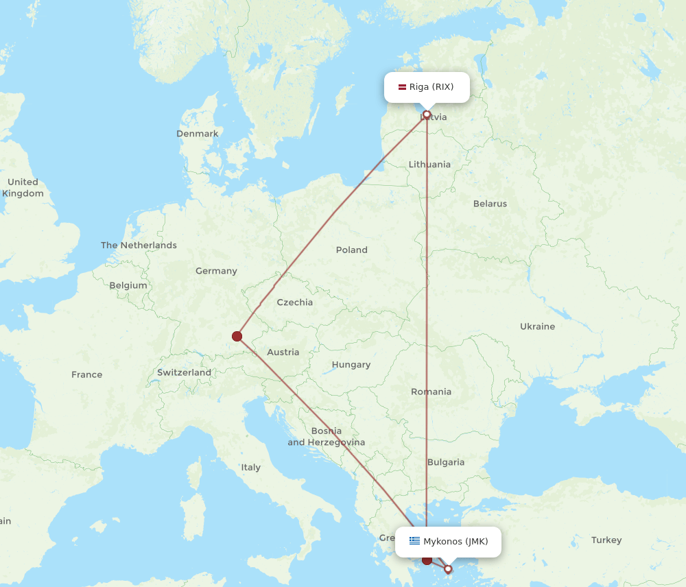RIX-JMK flight routes