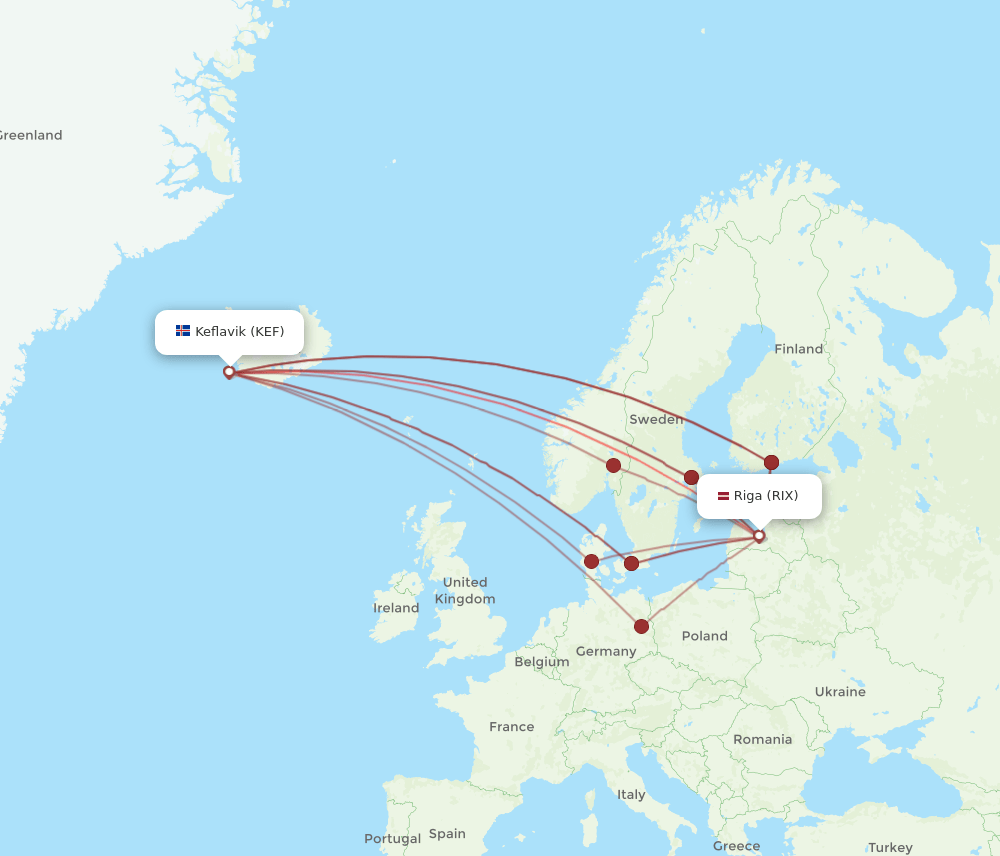 RIX-KEF flight routes
