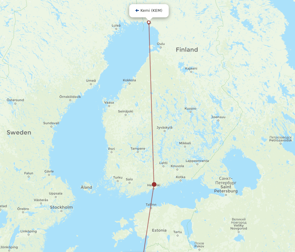 RIX to KEM flights and routes map