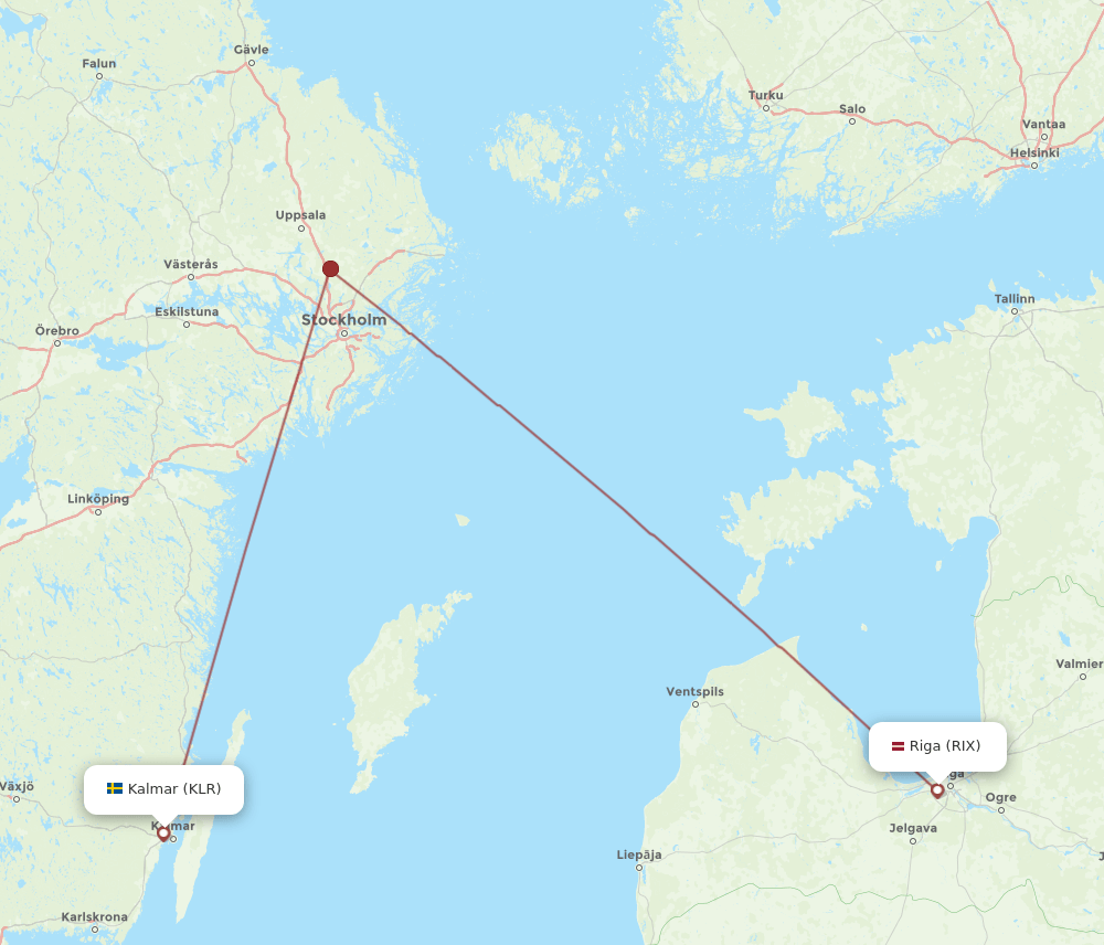 RIX to KLR flights and routes map