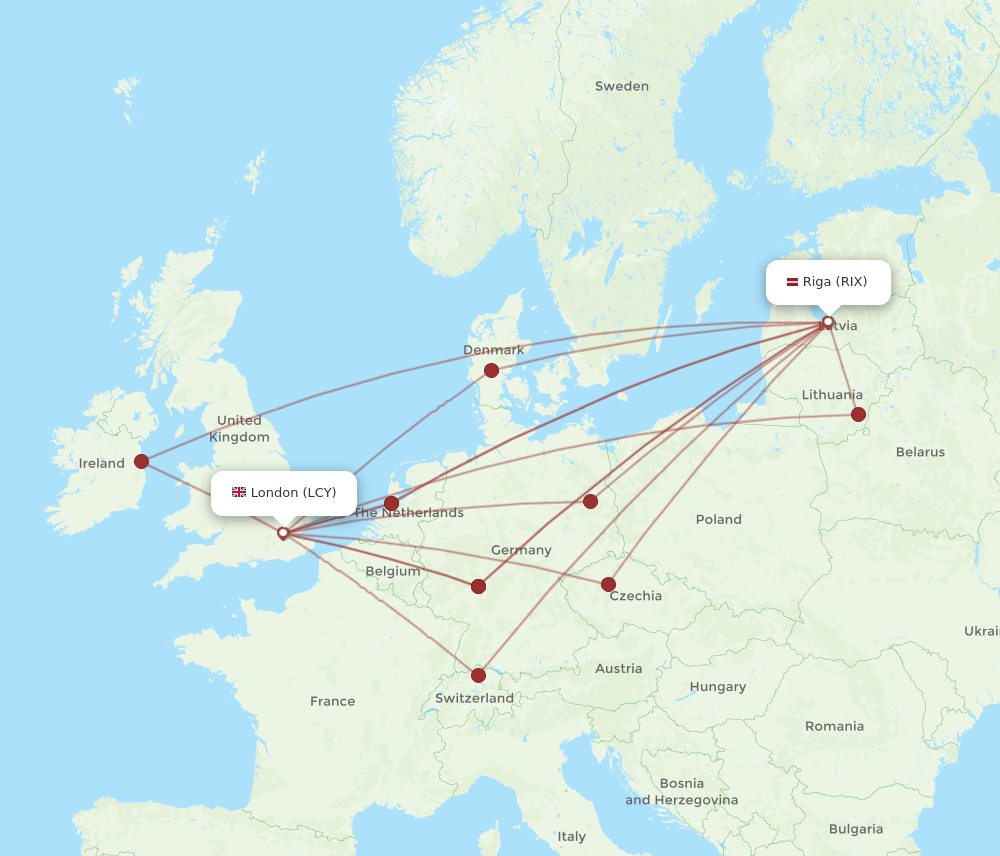 RIX-LCY flight routes