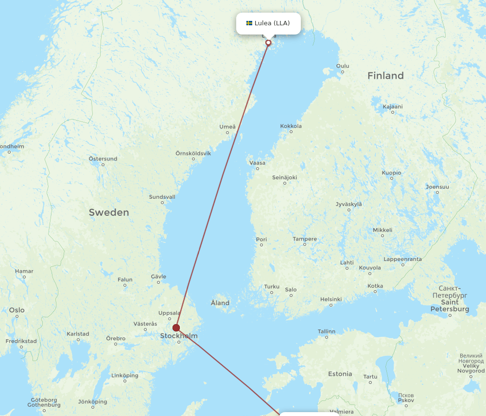 RIX to LLA flights and routes map