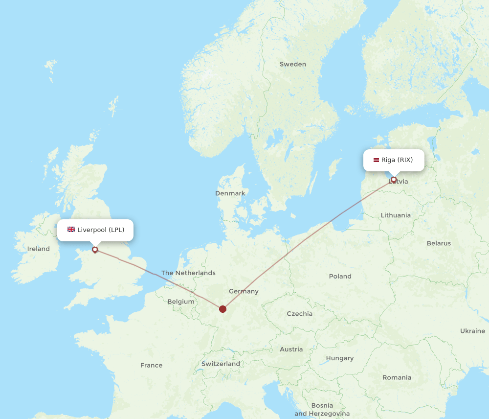 RIX to LPL flights and routes map