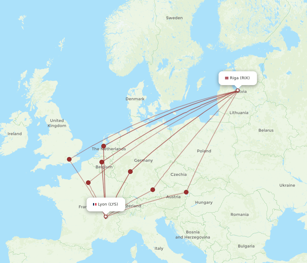 RIX-LYS flight routes