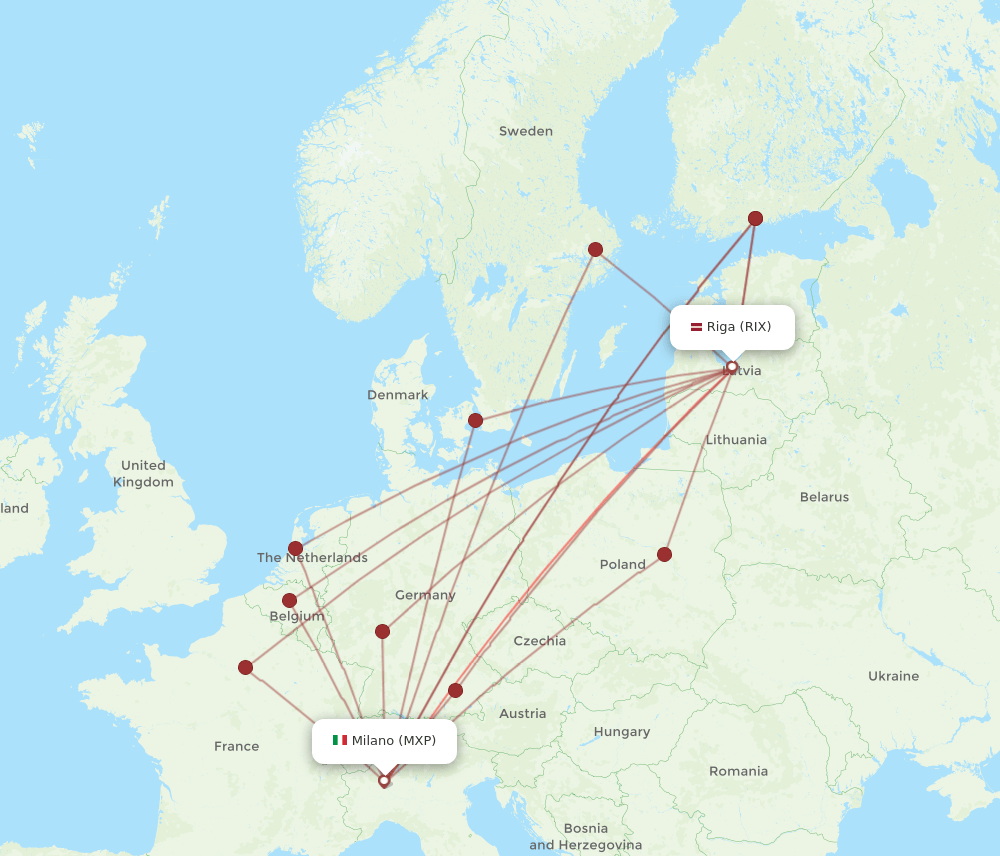 RIX-MXP flight routes
